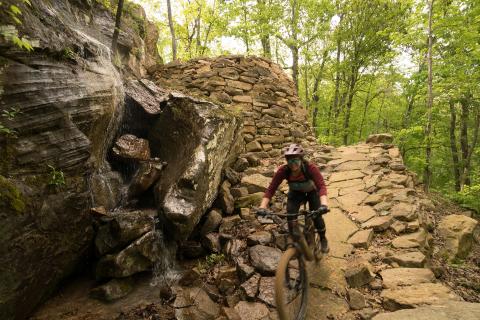 Big rock retaining wall berm