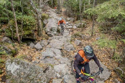 large rock armor section of tread